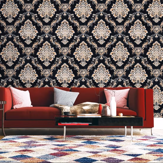 Carta da parati damascata di lusso con texture floreale 3D per l'arredamento della casa