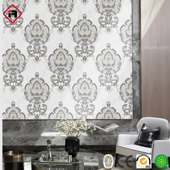 Nuova carta da parati damascata di lusso di alta qualità, dorata, da 1,06 m di larghezza, per decorazioni per la casa in stile retrò