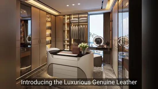 Lussuoso tavolo da pranzo in vera pelle per interni eleganti